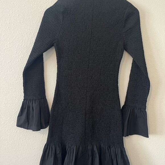 J CREW SMOCKED BUTTON UP MINI DRESS BLACK XXS - Picture 4 of 6